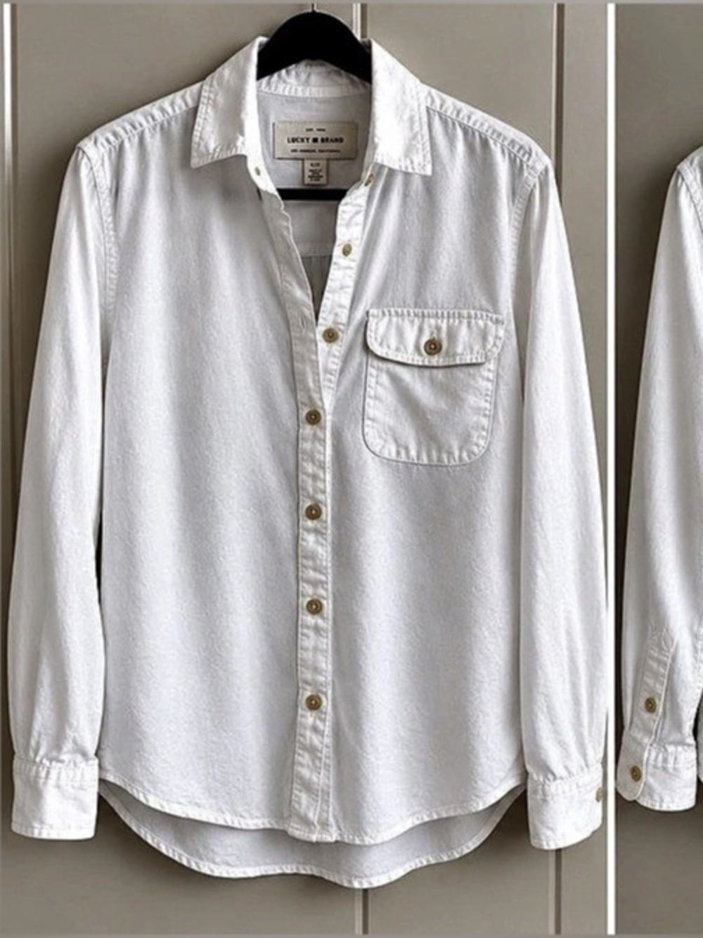 Lucky Brand Long Sleeve Button Down Shirt White Size Small Like New